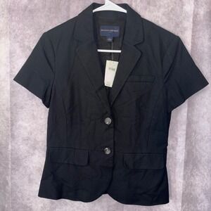 NWT Banana Republic Womens 4 Black Short Sleeve Blazer Professional Chic $130